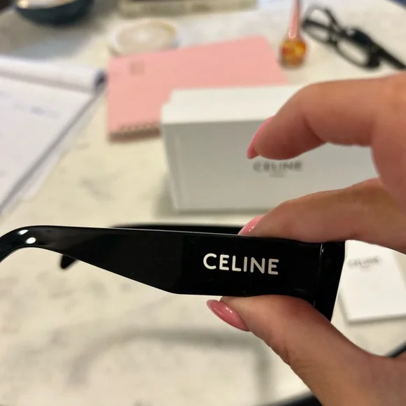 Celine Black Rectangular Slim-Edge Sunglasses - Picture 5 of 8